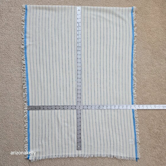 J. Crew Wool Scarf White With Blue Pinstripes - Picture 1 of 11